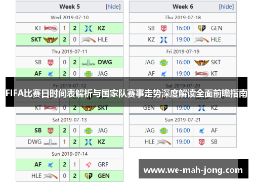 FIFA比赛日时间表解析与国家队赛事走势深度解读全面前瞻指南
